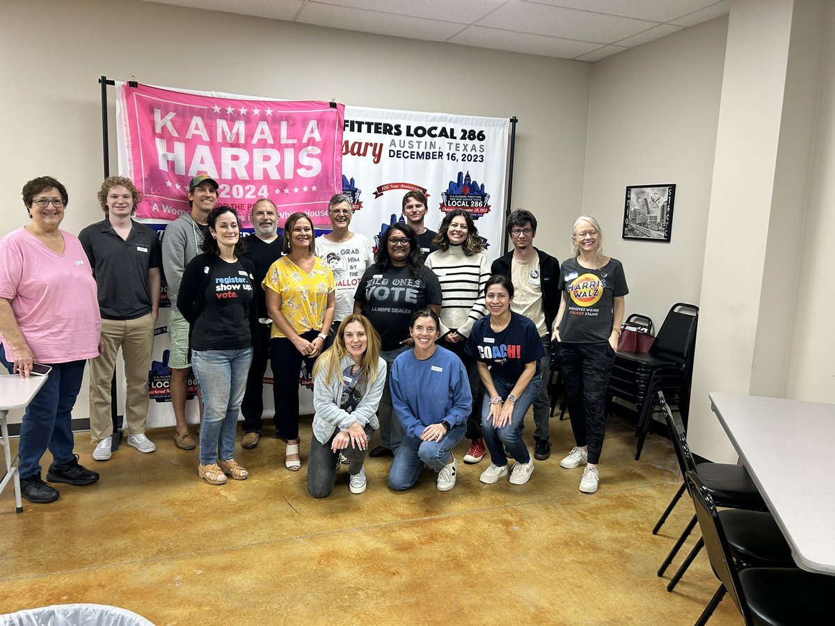 SarahEckhardtTX's tweet photo. Got to speak to volunteers at the  @LU286_JAC this morning before they kicked off a phone banking shift. Y’all - these are first time phone bankers committed to getting out the vote for our Pro-Jobs Dem candidates up and down the ballot. Don’t let them down! VOTE. #txlege https://t.co/49bzNxjKvs