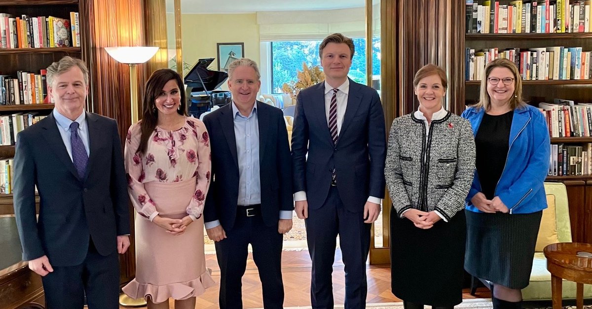A pleasure to welcome Minister Brekelmans <a href="/DefensieMin/">Dilan Yeşilgöz-Zegerius</a> and 🇦🇺🇳🇿🇬🇧🇺🇸partners for an in-depth discussion of key international security and defence issues facing our nations. 🇨🇦🤝🇳🇱