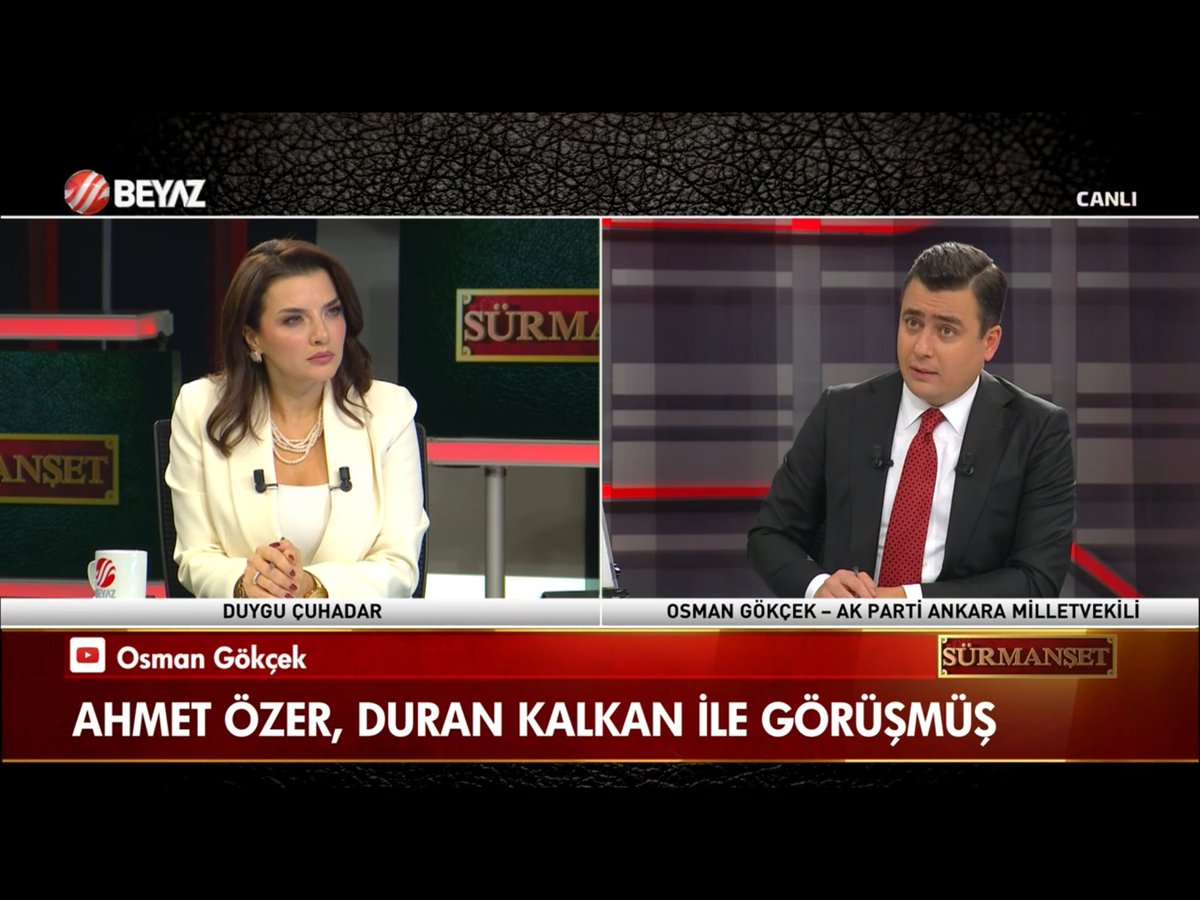Ak Parti Ankara Milletvekili Osman Gökçek;  Ahmet Özer, Duran Kalkan İle Görüşmüş. <a href="/OsmanGokcek_/">Osman Gökçek</a> <a href="/DuyguCuhadar/">Duygu Çuhadar</a> <a href="/beyaztv/">BEYAZ TV</a> <a href="/BeyazGazete/">Beyaz Gazete</a> <a href="/Surmansett/">Beyaz Tv Sürmanşet</a> 
 #beyaztv