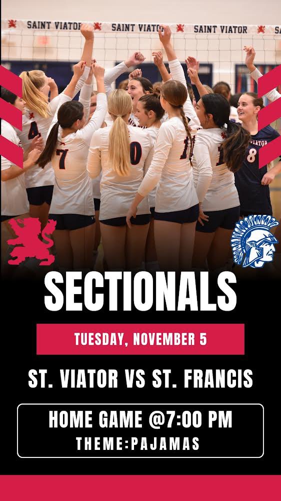 It is officially sectionals week! What makes it even better is that we get home court advantage 🤩 We’ll need all the support and cheering we can get…SEE YOU TOMORROW 👊🏼 

<a href="/ViatorAthletics/">Saint Viator Athletics 🦁</a>