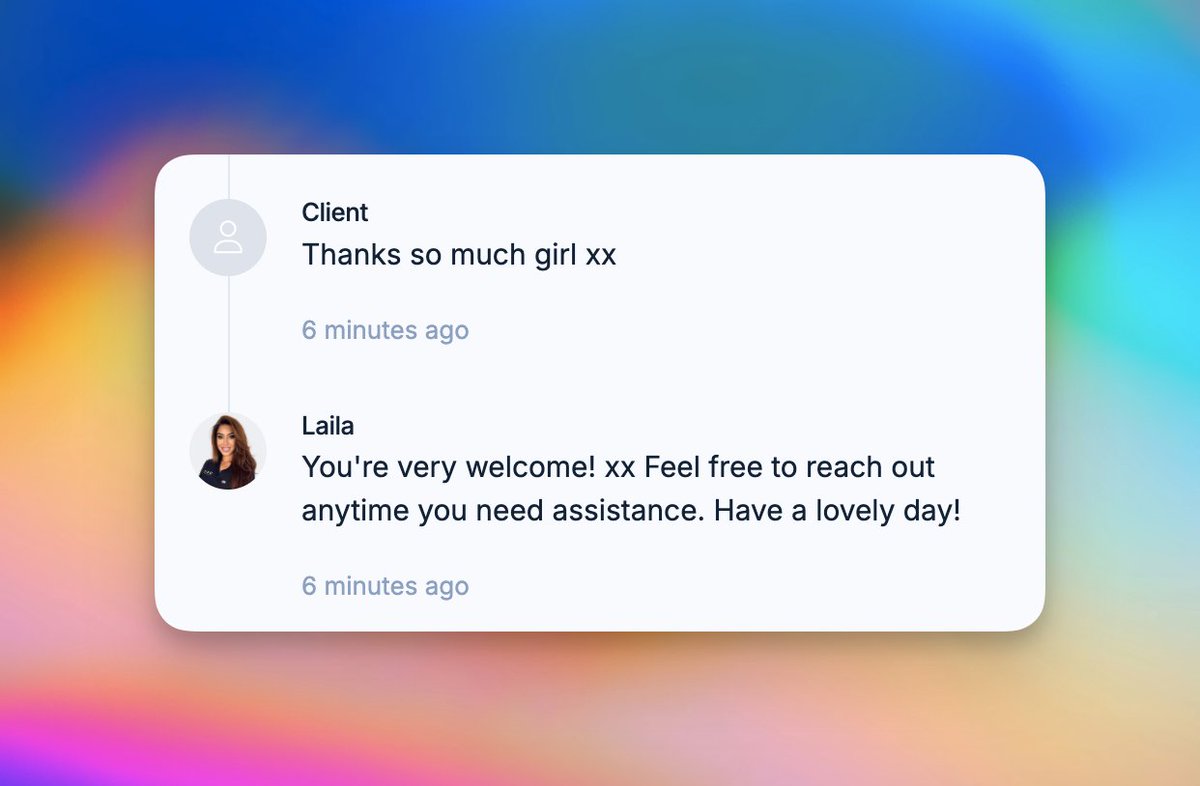 bkenny's tweet photo. I cannot tell you how long we have worked to train our AI model @LailaAIApp on the sentiment and characteristics of the conversation she is in. 

She mimics and responds in the way that the client would love. This builds huge brand loyalty between the client and our customer. Most importantly, it builds a RELATIONSHIP. 

#AI #Sentiment #Relationships