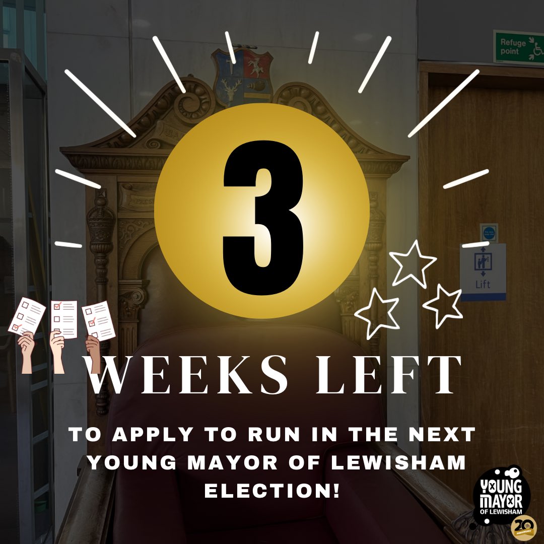 If you knew any young person in lewisham who could become the next Young Mayor of Lewisham let them know! Deadlines for candidate applications are November 29th at 5pm. RT #YouthDemocracy #youngmayorelections