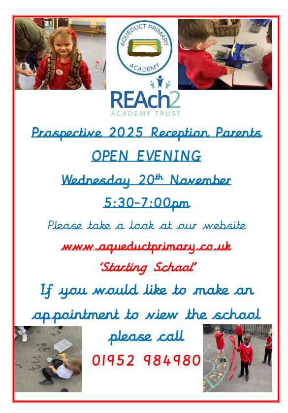 Reminder that Primary School places must be applied for by  15 January 2025.

telford.gov.uk/info/20026/sch…

If you know anyone with children starting school in September 2025 please share the details of our Open Evening on Wednesday 20th November!