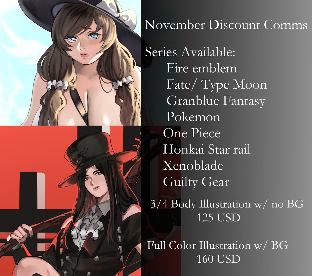 Commissions for November are open!

3 slots are available, form will close once all slots are filled.

Forms to fill out + more info⏬