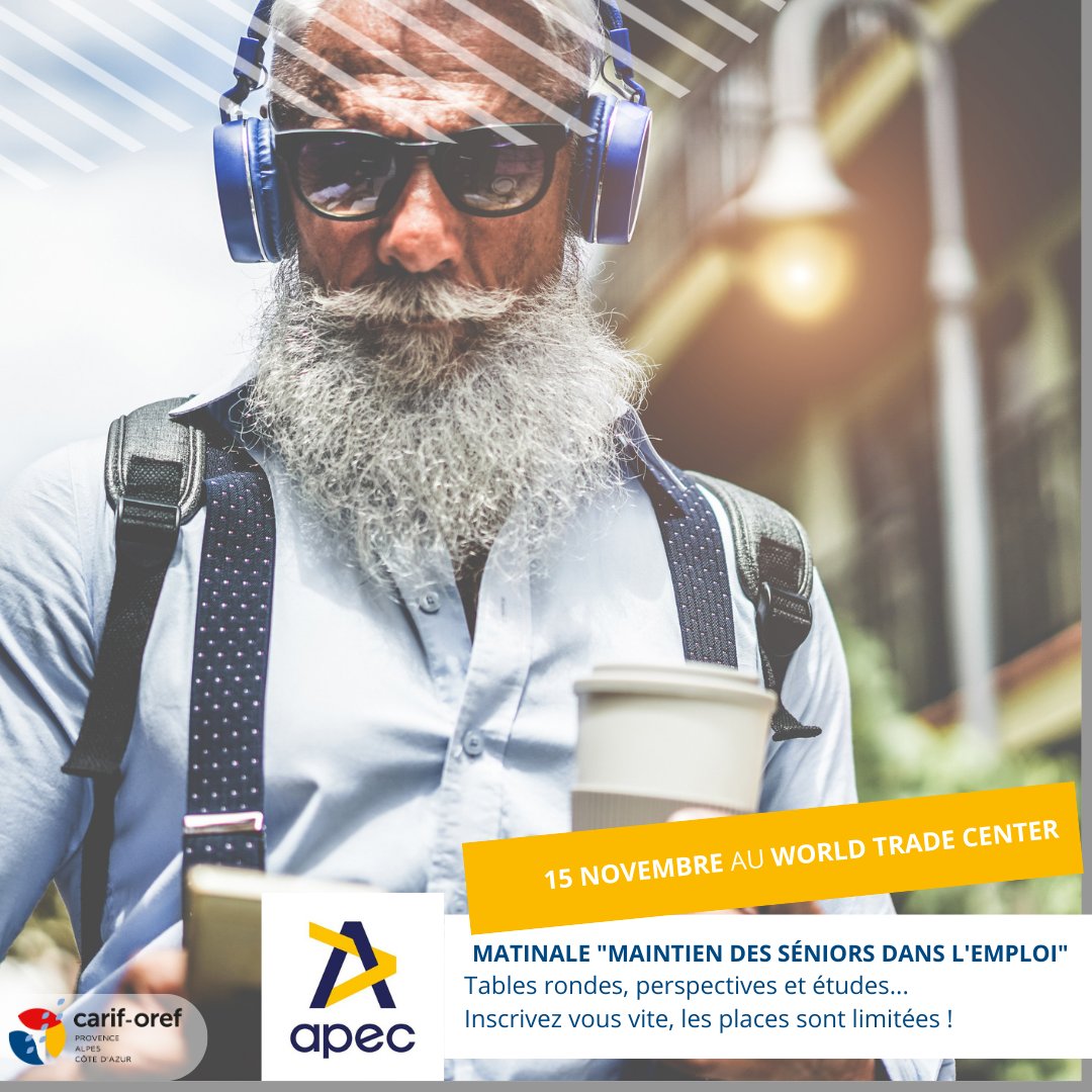 🗓 [MATINALE le 15 novembre 2024 : 𝐋𝐞 𝐦𝐚𝐢𝐧𝐭𝐢𝐞𝐧 𝐝𝐞𝐬 #𝐬𝐞́𝐧𝐢𝐨𝐫𝐬 𝐝𝐚𝐧𝐬 𝐥'#𝐞𝐦𝐩𝐥𝐨𝐢] 𝟖𝐡𝟑𝟎 𝐚𝐮 𝐖𝐨𝐫𝐥𝐝 𝐓𝐫𝐚𝐝𝐞 𝐂𝐞𝐧𝐭𝐞𝐫 𝐚̀ 𝐌𝐚𝐫𝐬𝐞𝐢𝐥𝐥𝐞 
 🖍 swll.to/7RTKx  proposé par le Carif-Oref PACA et  l' @apecpacacorse