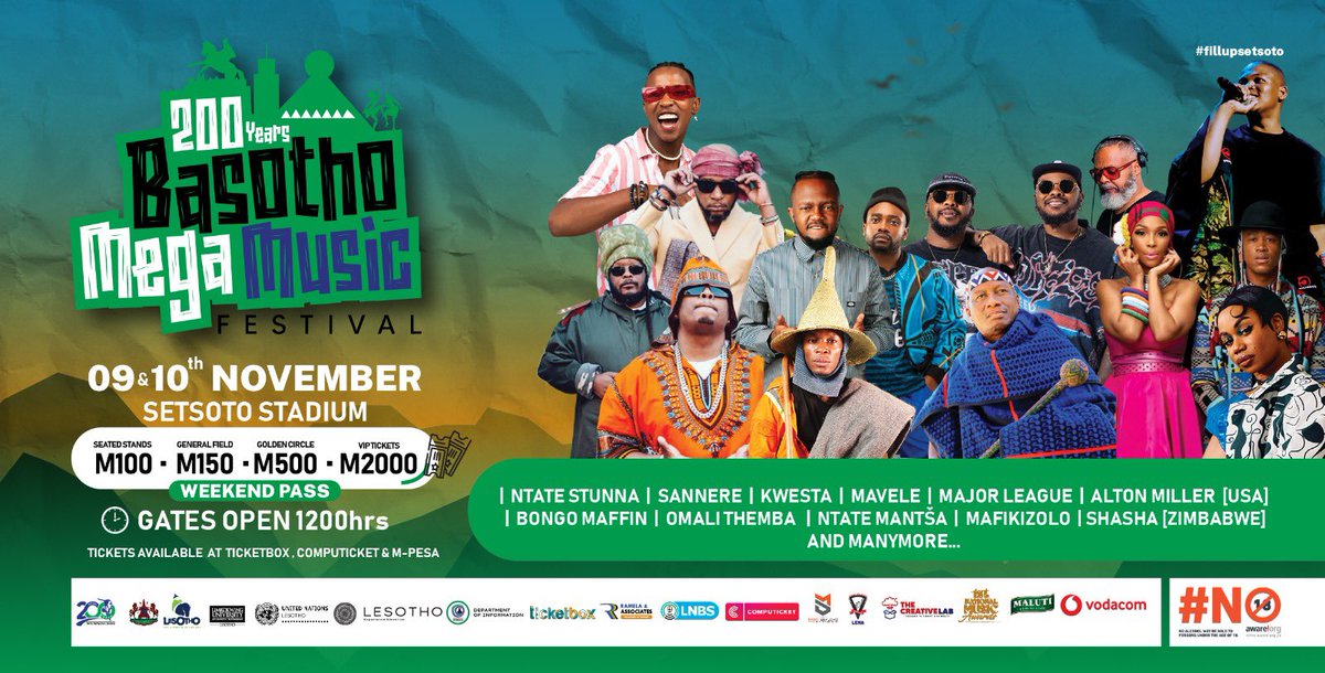 BMMF2024's tweet photo. GET YOUR TICKET TODAY AT TICKETBOX , COMPUTICKET & VIA MPESA , BASOTHO MEGA MUSIC FESTIVAL 🔥 CELEBRATING 200 YEARS OF BASOTHO
#fillupsetsoto #megafest #200yearsofbasotho https://t.co/GjuILypHCl