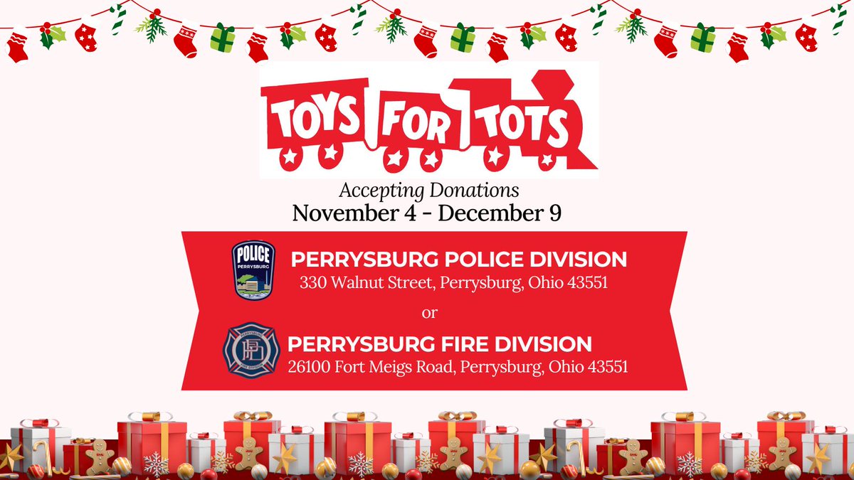 This year, we are once again participating in the <a href="/ToysForTots_USA/">Toys for Tots</a> donation drive! Starting today through December 9th You can drop off new, unwrapped toys at our headquarters on Fort Meigs Road. If you'd like to make a monetary donation, you can do so at buff.ly/3YJP2TS