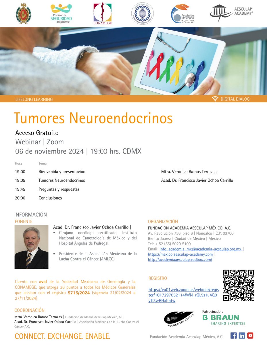 amlccorg's tweet photo. Webinar | #TumoresNeuroendocrinos impartido por el Dr. Dr. Francisco Javier Ochoa Carrillo, presidente de la #AMLCC.
🗓Miércoles de 06 de noviembre.
🕖19:00 hrs.
✅Regístrate aquí: https://t.co/4ccpvMwmTF
📍Organizan: #AMLCC | @SMEOMX | #CONAMEGE
- - -
#Oncología #MxSinCáncer https://t.co/FhCL0Asw3t