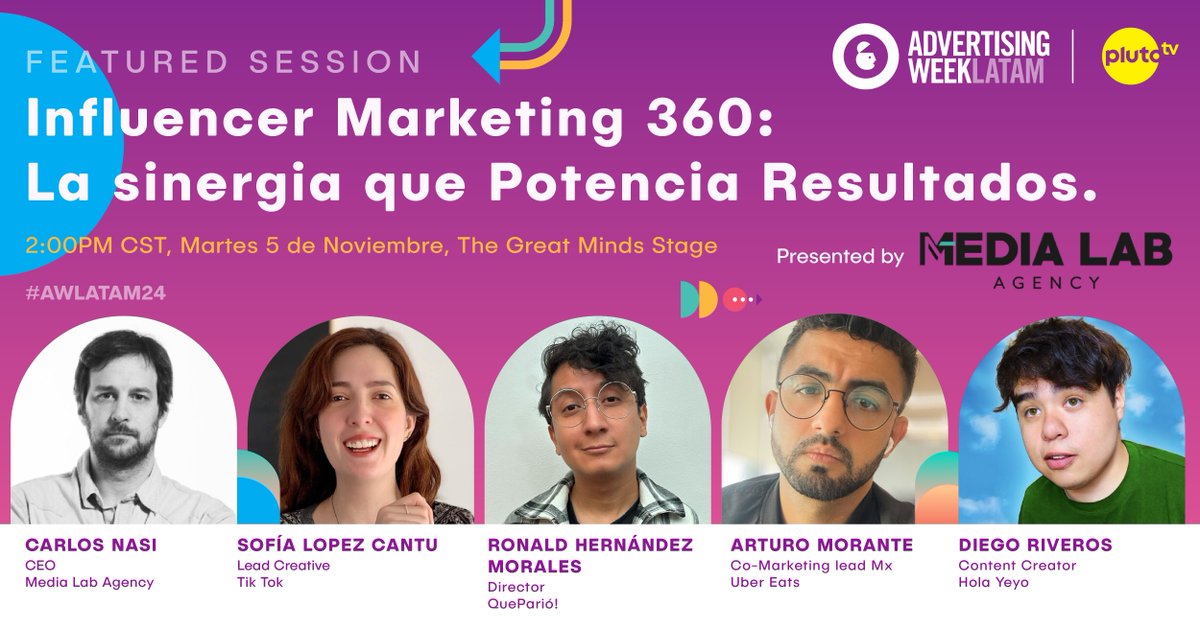 Descubre cómo agencias, plataformas y creadores trabajan en conjunto para ofrecer soluciones que realmente conectan y elevan marcas.

🤝 ¡No puedes perderte esta sesión! bit.ly/3C7m3jY #AWLATAM24