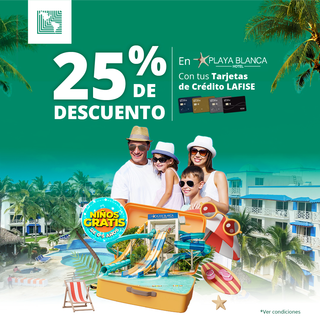 LAFISEPanama's tweet photo. 🌴 ¡Relájate y vive el descanso que mereces! 🏖️✨ Con tus tarjetas de crédito, disfruta de un 25% de descuento en Playa Blanca.

📅 Válido hasta el 31 diciembre.
🔗 Consulta términos y condiciones en nuestra página web.

#TarjetasLAFISE #ExperienciasSinFronteras #BancoLAFISEPanamá