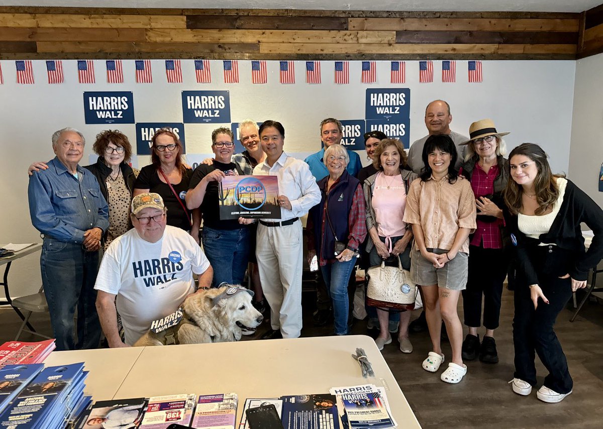 tedlieu's tweet photo. Honored to join Senator Mark Kelly yesterday in Arizona to campaign for Harris Walz, congressional candidates and Ruben Gallego for Senate!

Please vote and get your friends and family to vote. You can find information about voting in your state here: https://t.co/6KsCMzFRIX https://t.co/g7Hw7B1Zgr