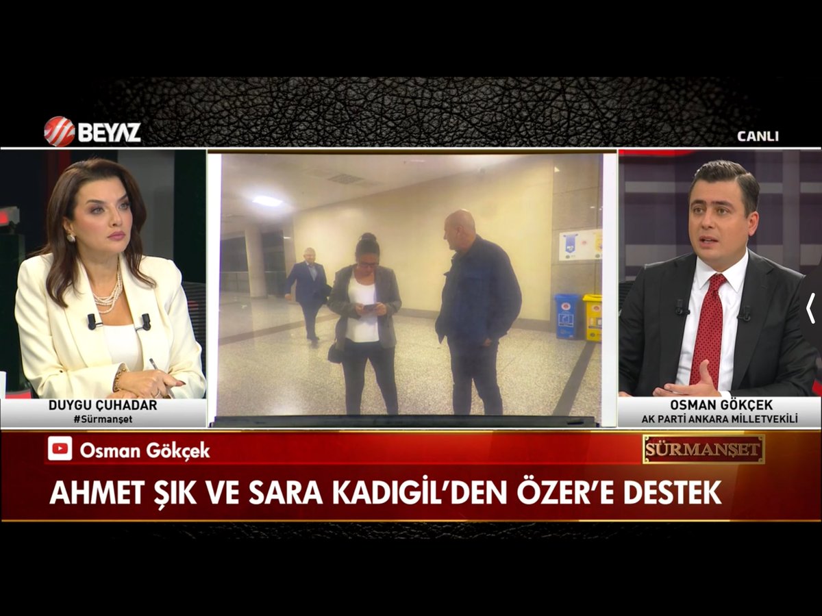 Ak Parti Ankara Milletvekili Osman Gökçek; Ahmet Şık ve Sera Kadıgil’den Ahmet Özer’e Destek.  <a href="/OsmanGokcek_/">Osman Gökçek</a> <a href="/DuyguCuhadar/">Duygu Çuhadar</a> <a href="/beyaztv/">BEYAZ TV</a> <a href="/BeyazGazete/">Beyaz Gazete</a> <a href="/Surmansett/">Beyaz Tv Sürmanşet</a> 
 #beyaztv