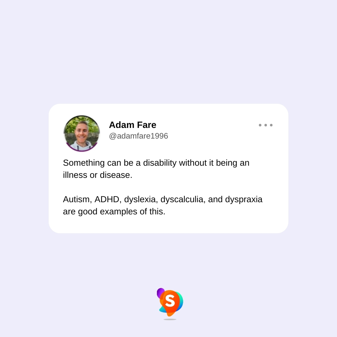 Sociability (@sociabilityapp) on Twitter photo The brain functions differently for everyone. Not every disability is visible, but kindness and support should always be 🧡
Let’s keep building a community that values understanding and inclusivity in everyone’s unique journey ✨
Credit: <a href="/adamfare1996/">Adam Fare 🖤🤍💜</a>
#Disability The brain functions differently for everyone. Not every disability is visible, but kindness and support should always be 🧡
Let’s keep building a community that values understanding and inclusivity in everyone’s unique journey ✨
Credit: <a href="/adamfare1996/">Adam Fare 🖤🤍💜</a>
#Disability
