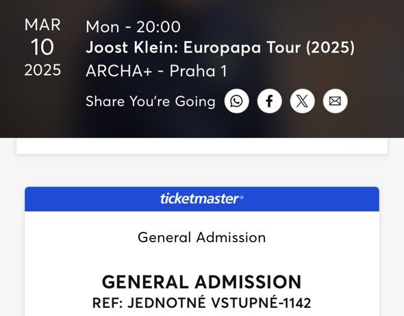 JENO23s's tweet photo. WTS : SELLING CONCERT TICKETS FOR #JOOST #EuropapaTour in Prague on 10th March 2025 ‼️

2 tickets🎫 (60€) General Admission 

Payment through PayPal, dm me if you are interested! 😇 https://t.co/C2BkWa1Abw