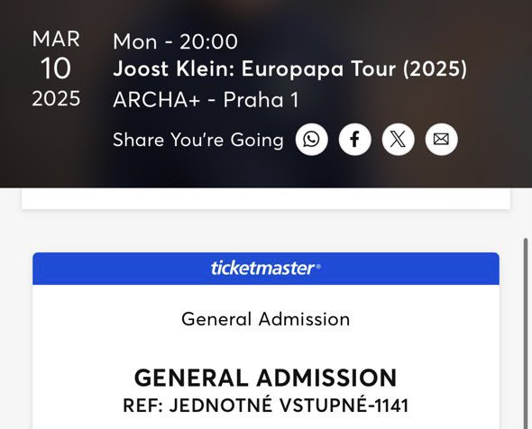 JENO23s's tweet photo. WTS : SELLING CONCERT TICKETS FOR #JOOST #EuropapaTour in Prague on 10th March 2025 ‼️

2 tickets🎫 (60€) General Admission 

Payment through PayPal, dm me if you are interested! 😇 https://t.co/C2BkWa1Abw