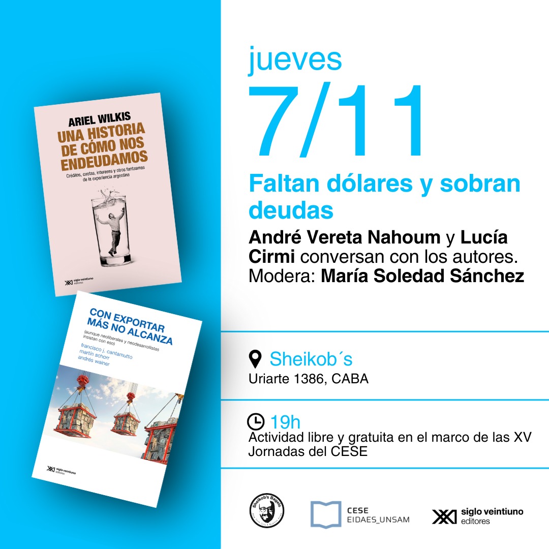 📚✨Este jueves, una charla imperdible en el marco de las Jornadas del <a href="/ceseidaes/">Centro de Estudios Sociales de la Economía</a>: <a href="/AWILKIS/">ariel wilkis</a>, <a href="/AndresWainer1/">Andres Wainer</a>, <a href="/cantamutto/">Fran Cantamutto</a> y Martín Schorr compartirán sus últimos libros con <a href="/AndreNahoum/">André Vereta-Nahoum</a>, <a href="/luciacirmi_/">Lucía Cirmi 💚</a> y <a href="/sanchezmsoledad/">Sole Sánchez</a> 👇