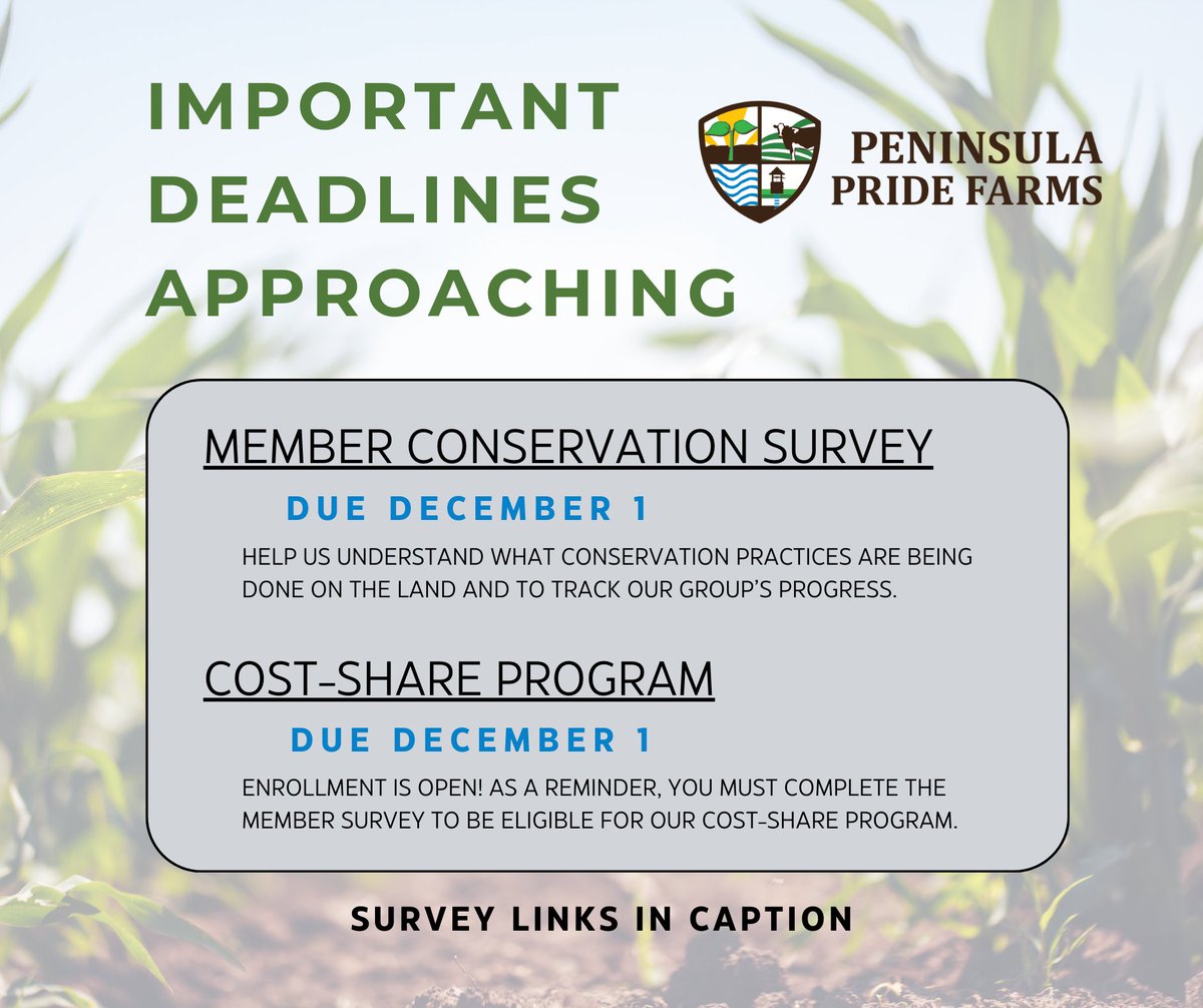 PeninsulaFarmer's tweet photo. Being able to provide our members with great learning opportunities is one of our main missions. We love assisting our members in reaching their farm's goals. Complete our Member Conservation Survey and apply for our Cost-Share Program by visiting here: https://t.co/542JmzDkBq https://t.co/dXii2NmuQG