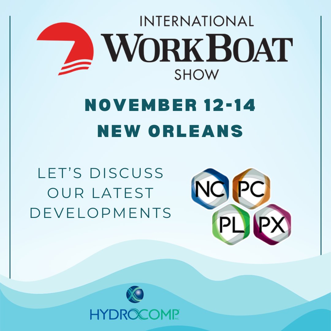 HydroCompInc's tweet photo. Catch up with us at @WorkBoat! This is an ideal time to discuss your requirements and to see demonstrations of our latest software features, so let's get together. To schedule a meeting, email: sales@hydrocompinc.com or call: 603-868-3344. We can't wait to see you in NOLA! https://t.co/nnOk6oNsHc