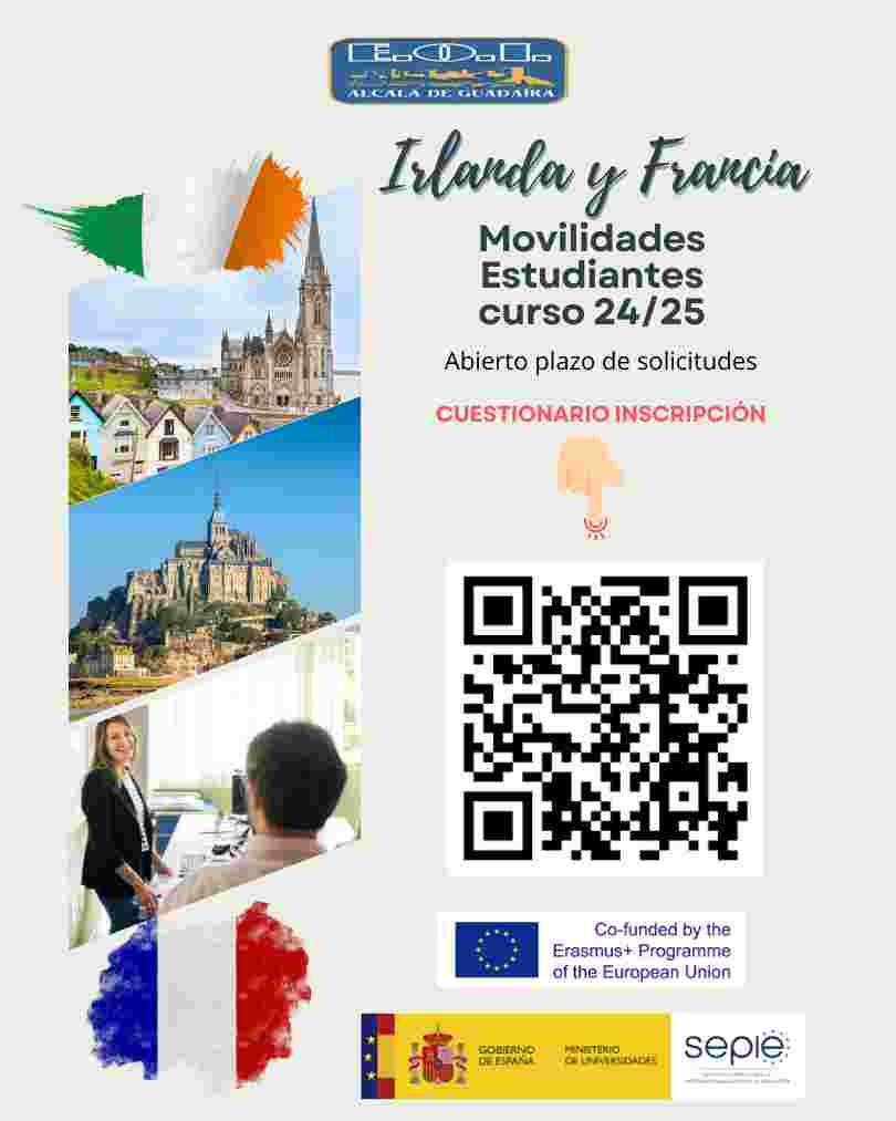 Formulario participación próximas movilidades alumnado inglés y francés dentro del programa Erasmus + para el curso 24/25.
El formulario estará disponible hasta el 15 de noviembre.
<a href="/sepiegob/">SEPIE</a> 
#ErasmusPlus