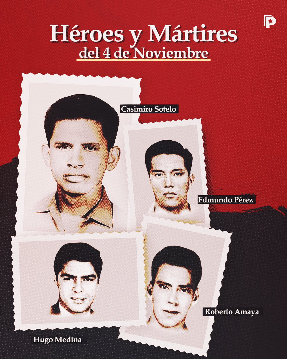 ✊🔴⚫ Este 4 de noviembre, a 57 años del cobarde asesinato de Casimiro Sotelo, Hugo Medina, Roberto Amaya y Edmundo Pérez, recordamos a los jóvenes que entregaron su vida por la libertad de Nicaragua.