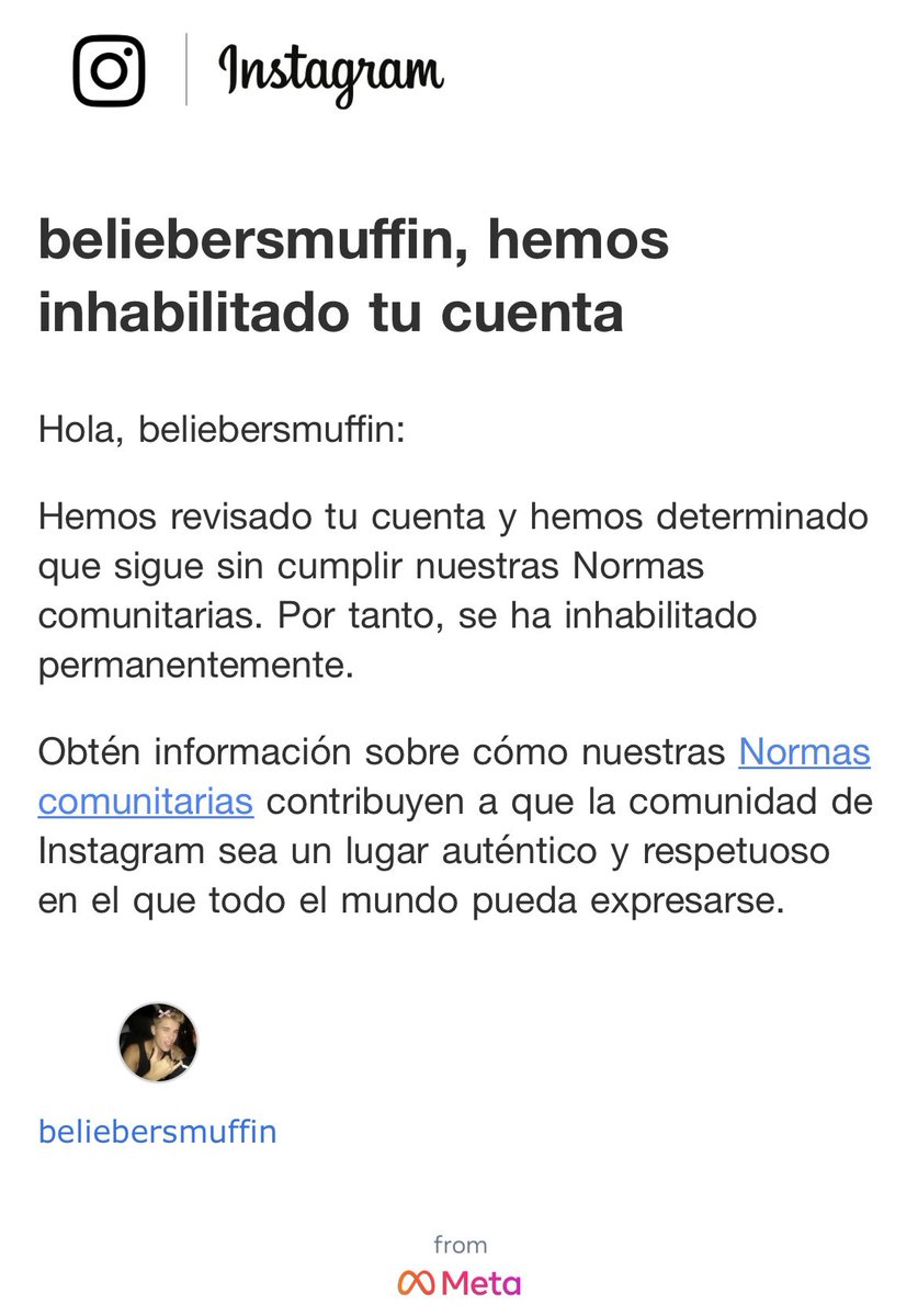 Biebah74's tweet photo. Not instagram permanently disabling my acc after almost a decade using it 😞 https://t.co/mGTmHjfxAu