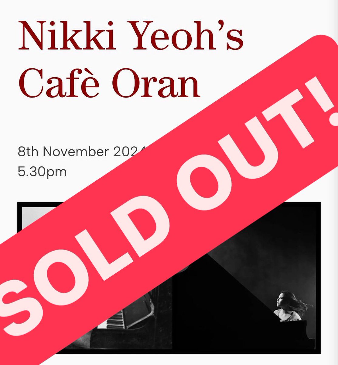 Nikki Yeoh (@nikkipianoyeoh) on Twitter photo My show at Ronnie Scottās has now sold out, so sorry to disappoint if you hadnāt booked.
In the meantime, come and check out Ewan Hastie on November 20th at Ronnie Scottās as part of my āNucleus sessionā series
<a href="/officialronnies/">Ronnie Scott's Jazz Club</a> @ewan_hastie #NikkiYeohsNucleusSessions My show at Ronnie Scottās has now sold out, so sorry to disappoint if you hadnāt booked.
In the meantime, come and check out Ewan Hastie on November 20th at Ronnie Scottās as part of my āNucleus sessionā series
<a href="/officialronnies/">Ronnie Scott's Jazz Club</a> @ewan_hastie #NikkiYeohsNucleusSessions