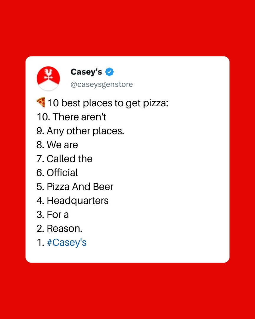 Casey's (@caseysgenstore) on Twitter photo #1 on the list and #1 in your heart ๐โฅ๏ธ
#Caseys #1 on the list and #1 in your heart ๐โฅ๏ธ
#Caseys