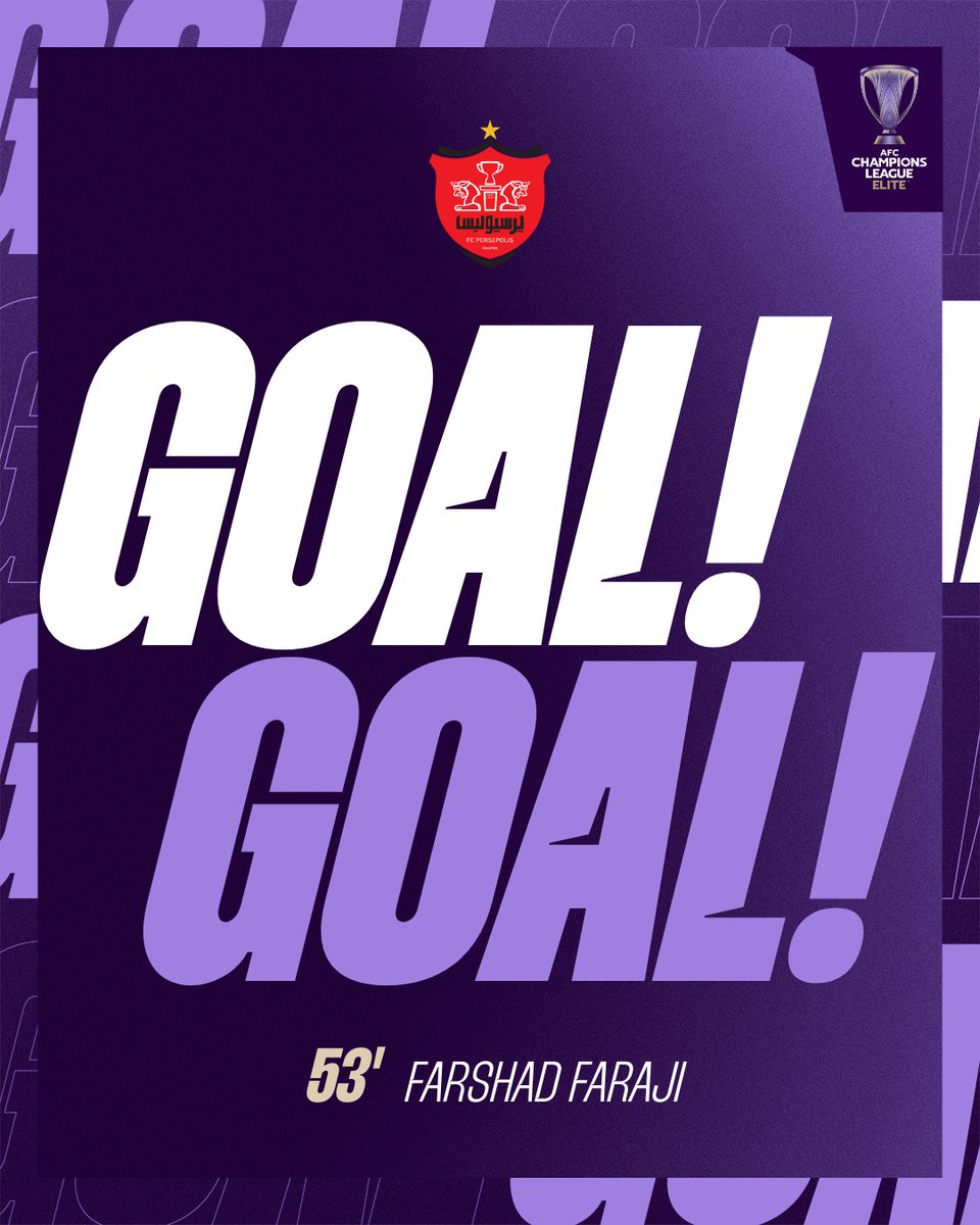 TheAFCCL's tweet photo. GOAL | 🇮🇷 Persepolis 1️⃣-0️⃣ Al Gharafa 🇶🇦
Persepolis take the lead in Dubai through Farshad Faraji!
Watch 𝙇𝙄𝙑𝙀: https://t.co/sMjqIhGjJJ
#ACLElite | #PRSvGHA https://t.co/eujmzv8glV