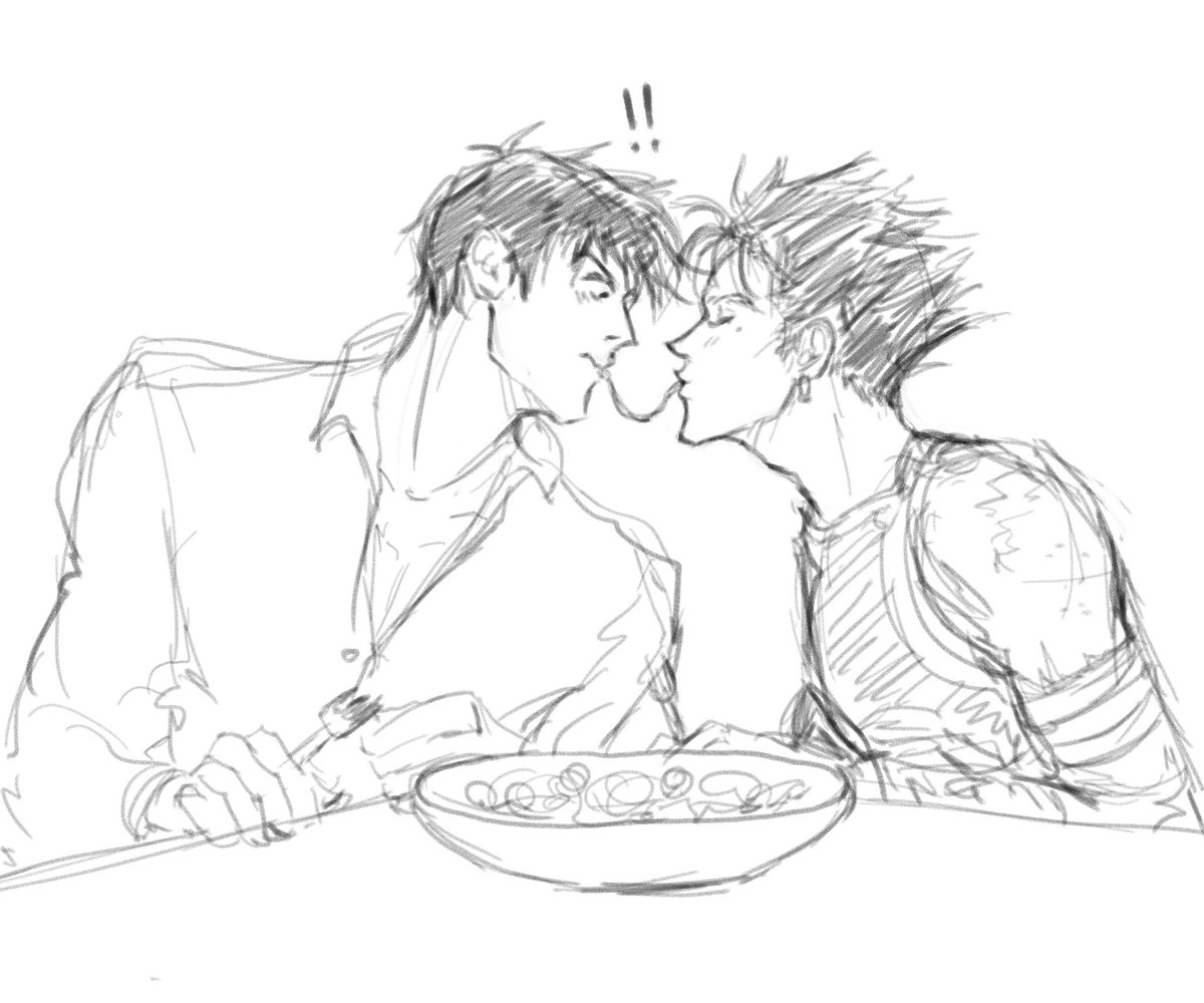_a_trashpanda's tweet image. Spaghetti kiss…. 

#vashwood #wip