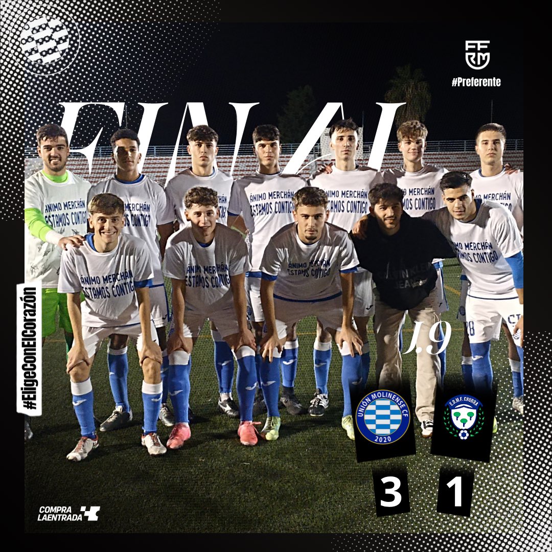 UnionMolinense's tweet photo. 𝐑𝐄𝐒𝐔𝐋𝐓𝐀𝐃𝐎 𝐉.𝟗 #𝐏𝐫𝐞𝐟𝐞𝐫𝐞𝐧𝐭𝐞 🏆|

¡VA POR TI MERCHÁN! 🙌🏻

Llegó la victoria en un partido donde el equipo nunca dejó de creer, y demostró una vez más la unión de esta familia.

#Filial 3-1 EDMF Churra

🎯 Piqueras, Riyad, Iván.

#EligeConElCorazón 💙 https://t.co/Gl4nQM58P0