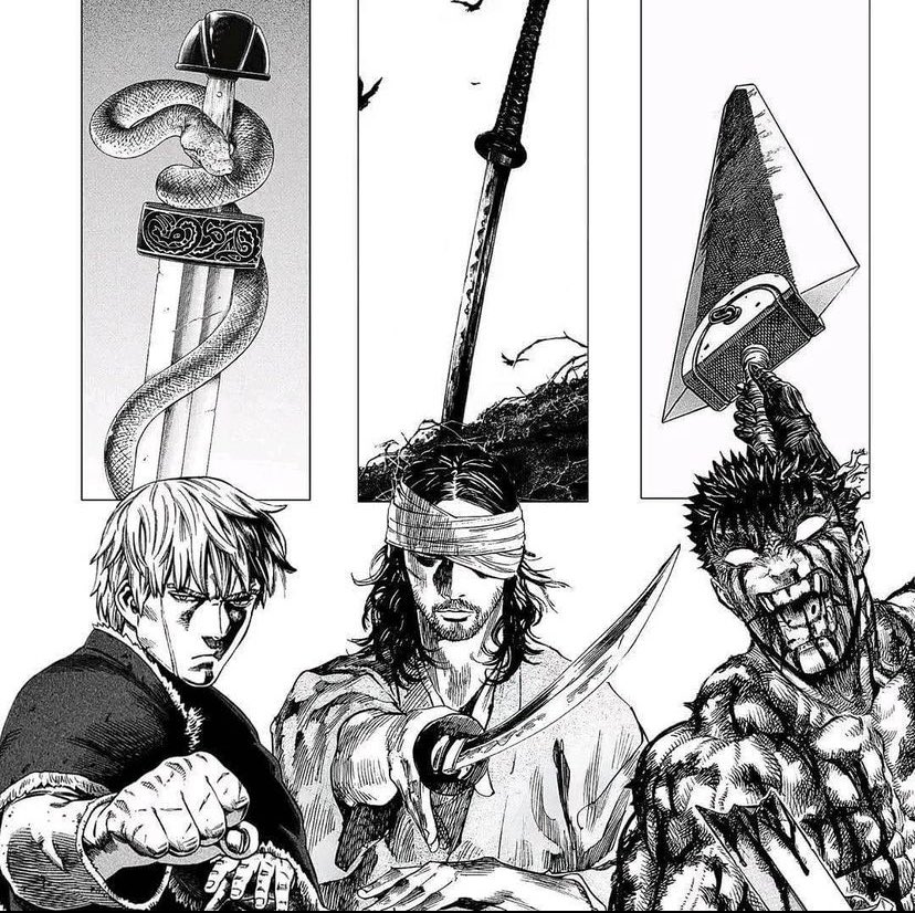 artofinoue's tweet photo. Manga : Vagabond, Vinland Saga &amp; Berserk https://t.co/JvRPPFuUQr