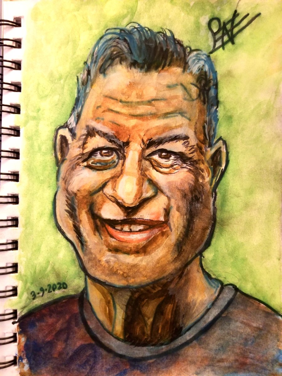 Later_AtBobs's tweet image. Caricature in marker+watercolor 5x8 #caricature #art
