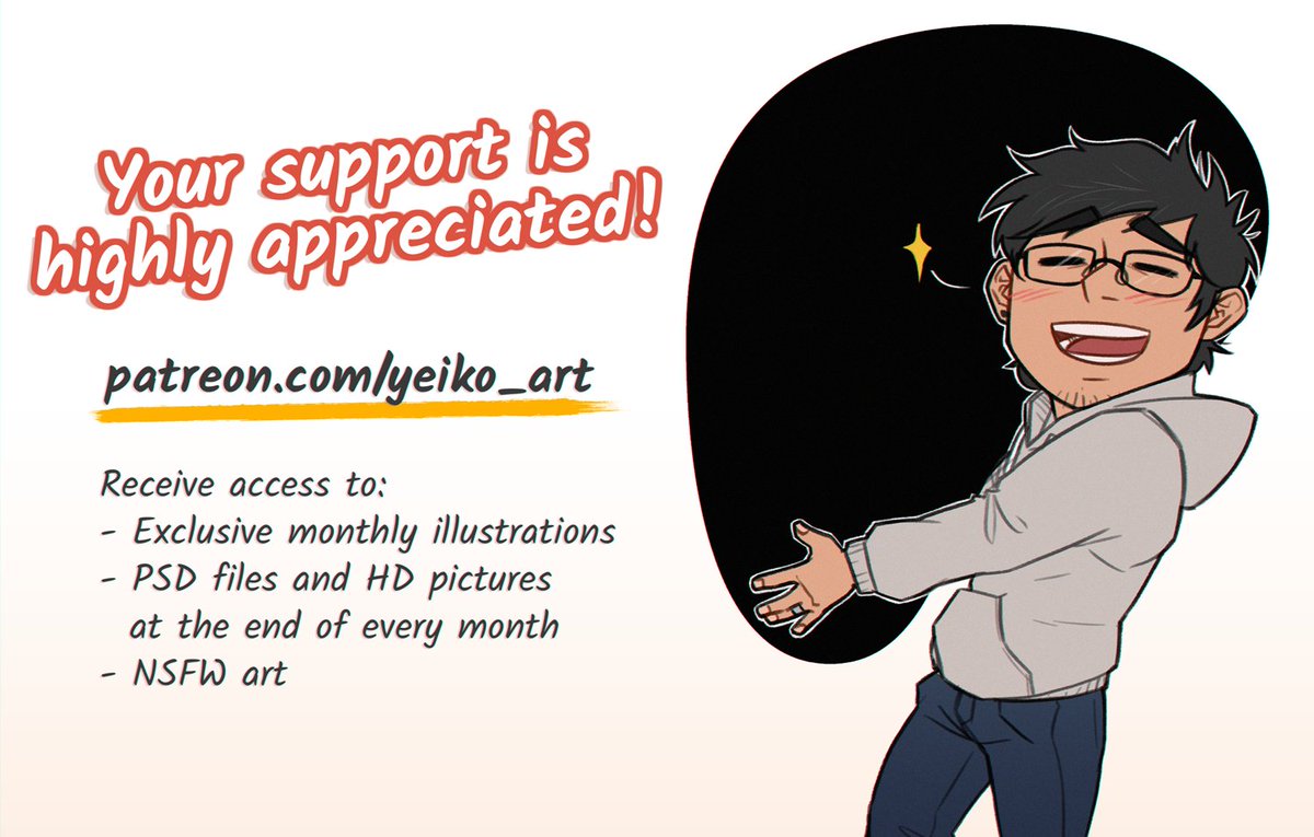 yeiko_art's tweet image. Hello everyone! :D
Just a friendly reminder to check out my P4tr30n if you'd like to support my work! Your support is highly appreciated!💖
patreon.com/yeiko_art
Also, remember to use your preferred web browser or an Android device to avoid Appl3's new fees on the iOS app!