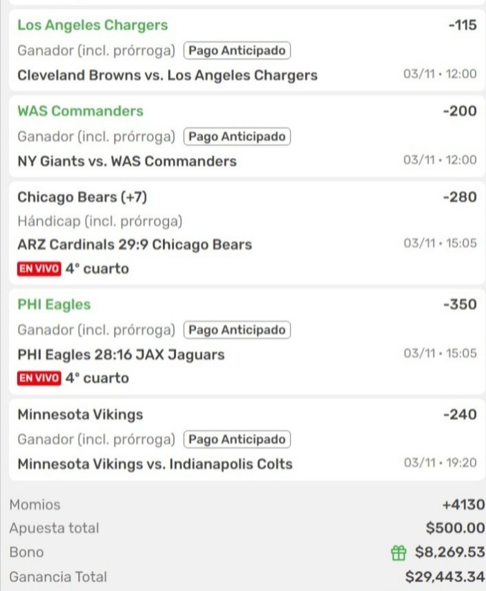 Cuervo_Tips's tweet photo. Imagina estar apunto de ganar un sabroso parlay el domingo.
Y que el mal desempeño de Caleb Williams (quarterback) de los #CHIBEARS te lo derrumbe aún cuando en el 2022 ganó el Trofeo Heisman. https://t.co/ANtBu0xQEU