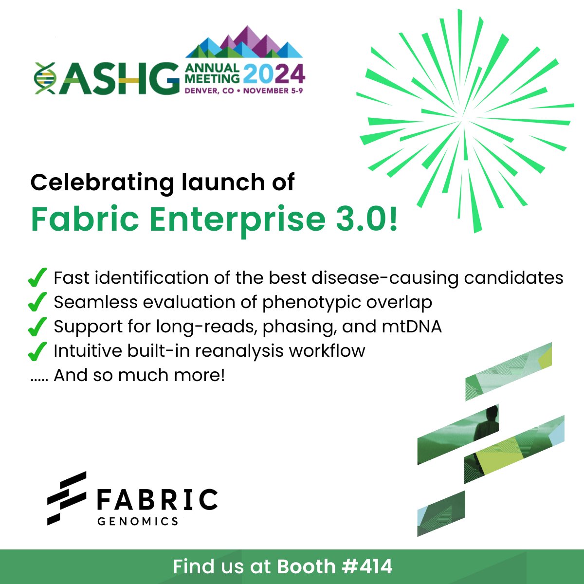 FabricGenomics's tweet image. 🌟 Come celebrate the launch of Fabric Enterprise 3.0!
📍Join us at booth #414 on Wednesday Nov 6, 12-1 p.m.
📅 Add this event to your calendar here: bit.ly/4hBF0Me
#genomics #genetics #wholegenomesequencing