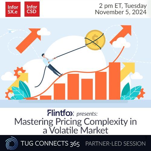 TUGconnects's tweet image. Join in our webinar and learn how to weather volatility and gain control of complex pricing through intelligent and automated price management! Register here: buff.ly/40fzBny 

#InforDistribution
#Distribution
#TC365
#TUGconnects365