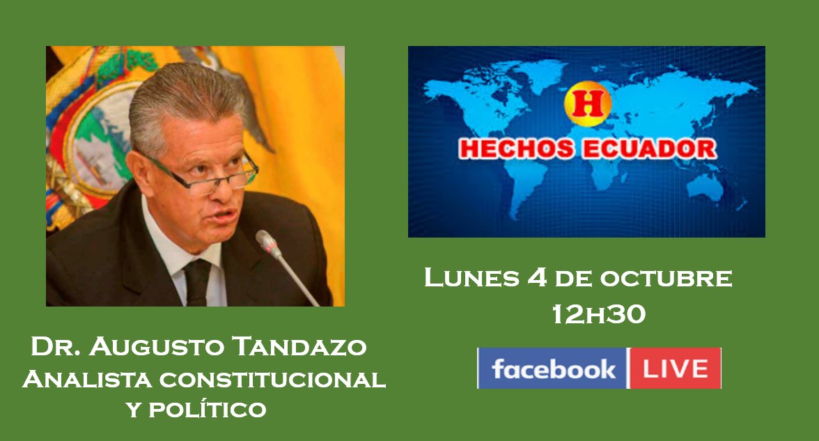 HOY lunes 4 de noviembre, a las 12h30, entrevista en HECHOS ECUADOR: