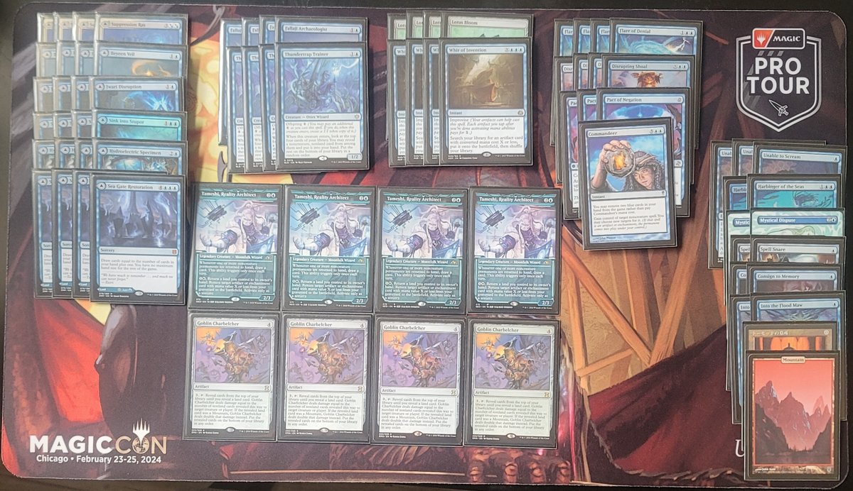 Puffsun2's tweet photo. Took down #NRGCHI modern this weekend with Tameshi Belcher! Of the 3 people on our 75, 2 made Top 8 and the other won the ReCQ. Deck is nuts.

Shoutouts to @FletcherMTG @m_a_weiss for putting in a ton of work on Belcher, and to Jake Coenen for getting us Shoals.
@fireshoes https://t.co/5ZJN0hAMAr