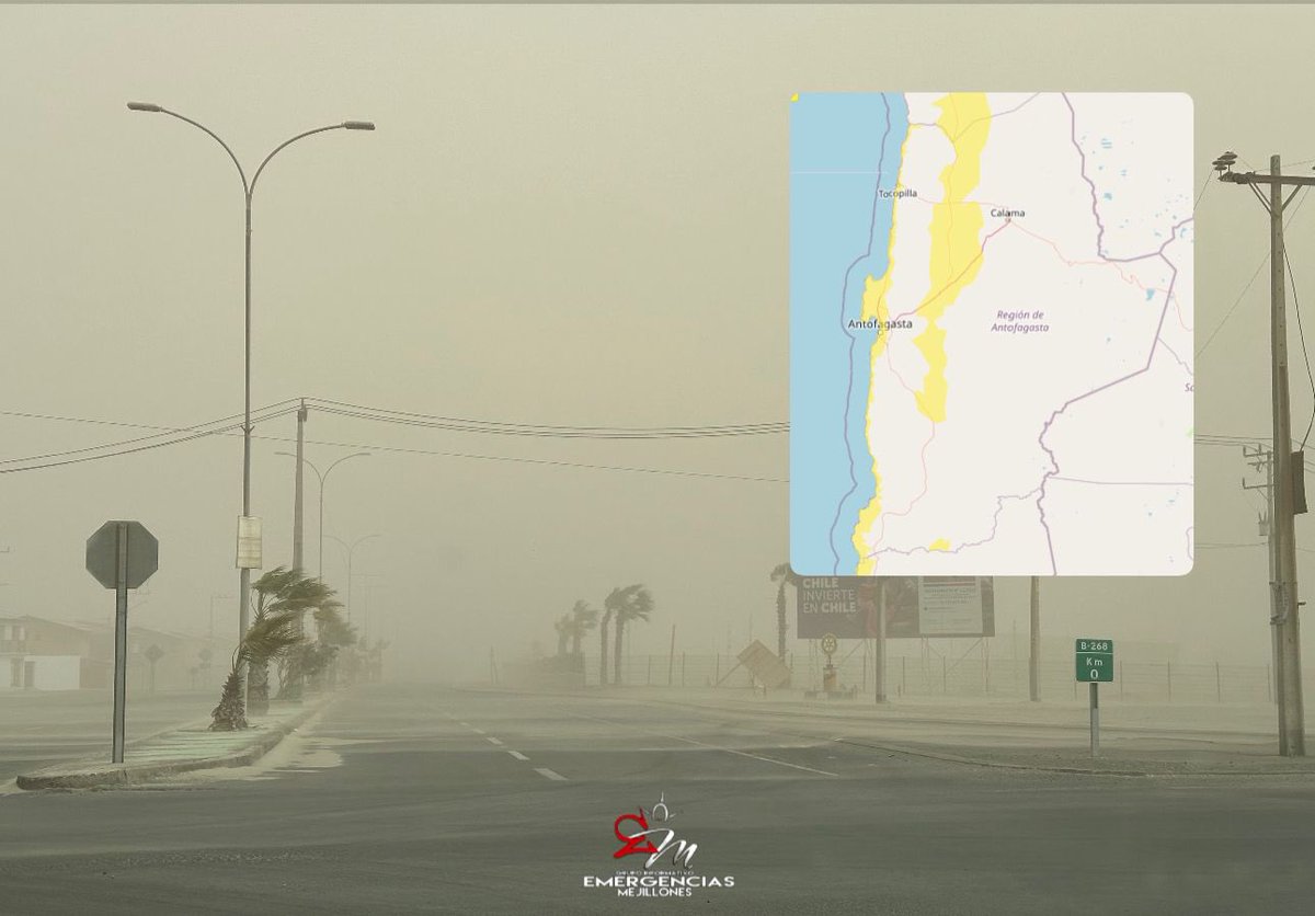 🔔 AVISO METEOROLÓGICO ⚠️ #EM 🌬
Viento Normal a Moderado con probabilidad de tormenta de Arena. 

Desde la mañana de hoy Lunes 04 manteniéndose la condición hasta la tarde del Martes 05 Noviembre.

Condición Sinóptica: Jet de bajo nivel