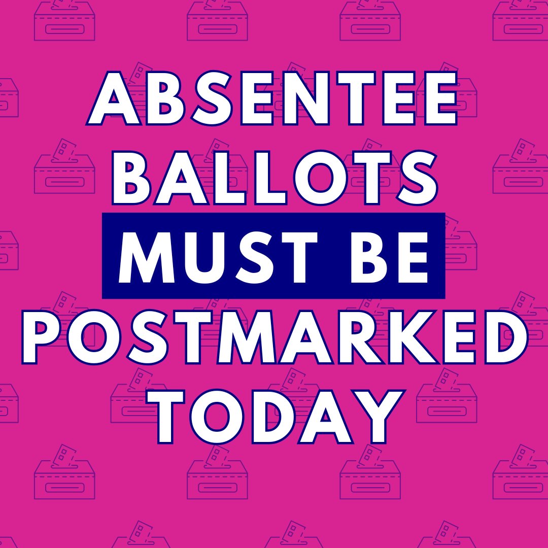 Ohio, if you’re mailing your absentee ballot, it must be postmarked today.

But, you also have the option to return it in person to your county Board of Elections by 7:30 p.m. tomorrow, November 5. 

However you vote, make sure you make a plan and make it happen!