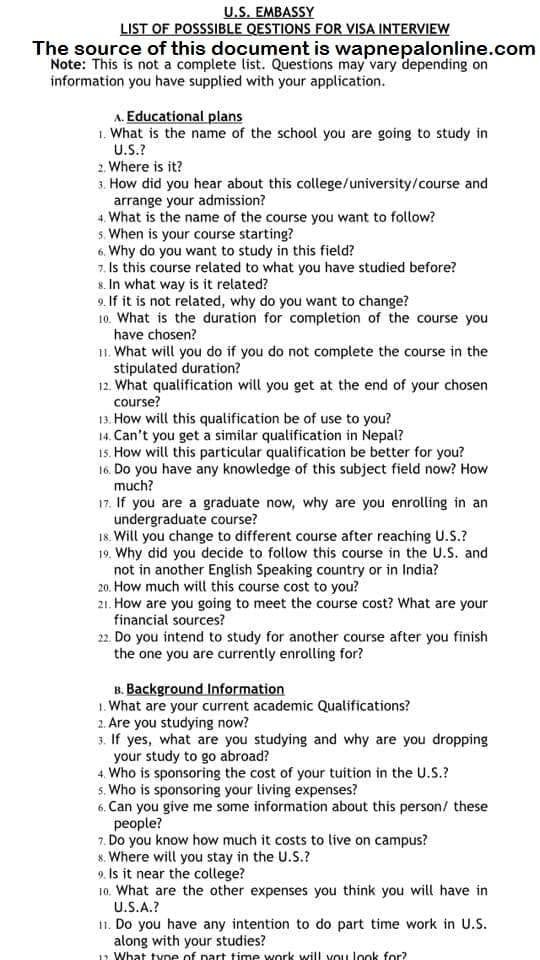 JOBCORNER247's tweet photo. U.S EMBASSY LIST OF POSSIBLE QUESTIONS FOR VISA INTERVIEW

These Interview tips could be helpful to somebody out there so please share them.

#tips #interview https://t.co/iIhkV0wCDC