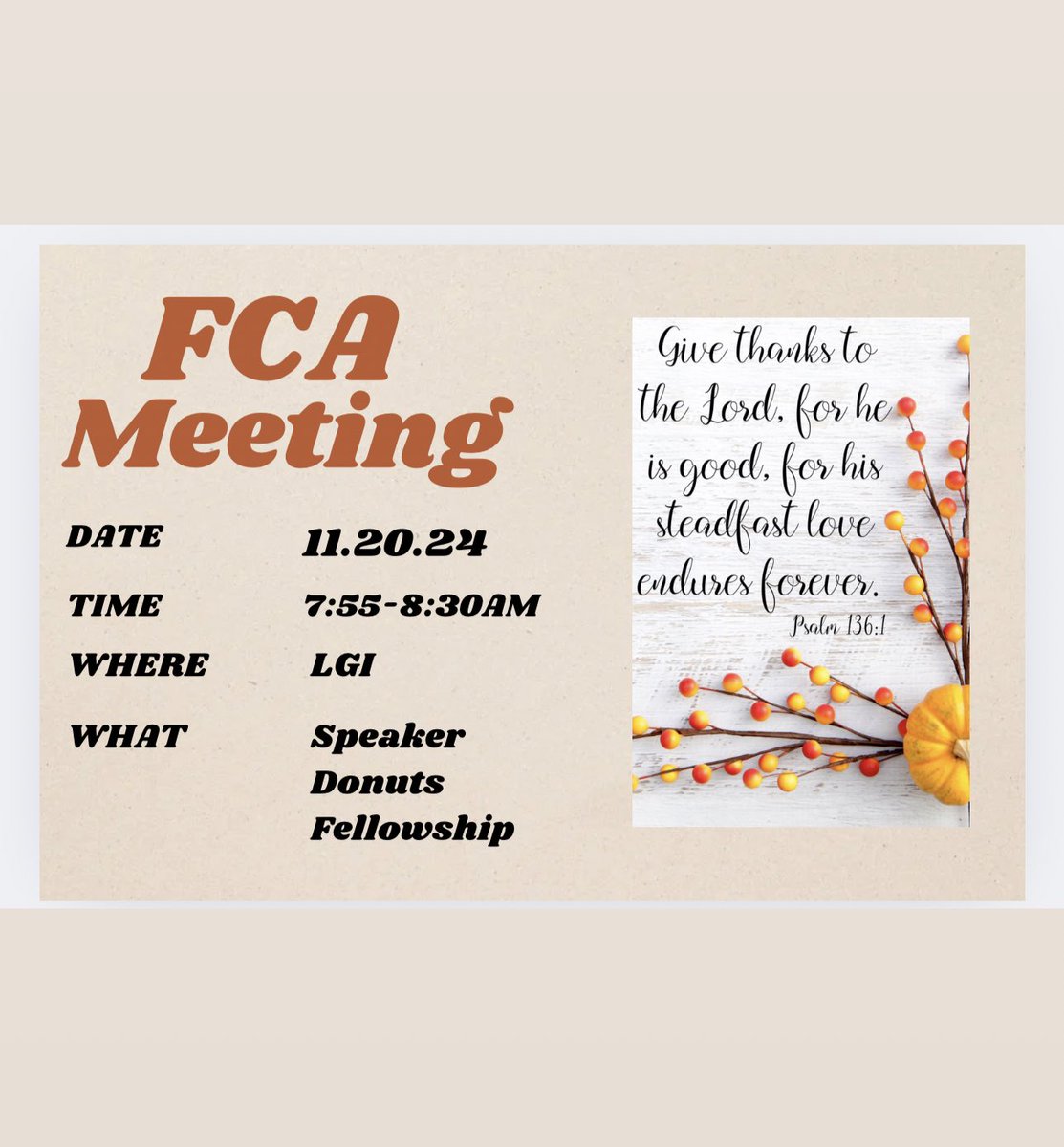 prosperhsfca's tweet photo. See you at our Thanksgiving meeting!! 
🤩🤩🤩 https://t.co/wBOwyz263y