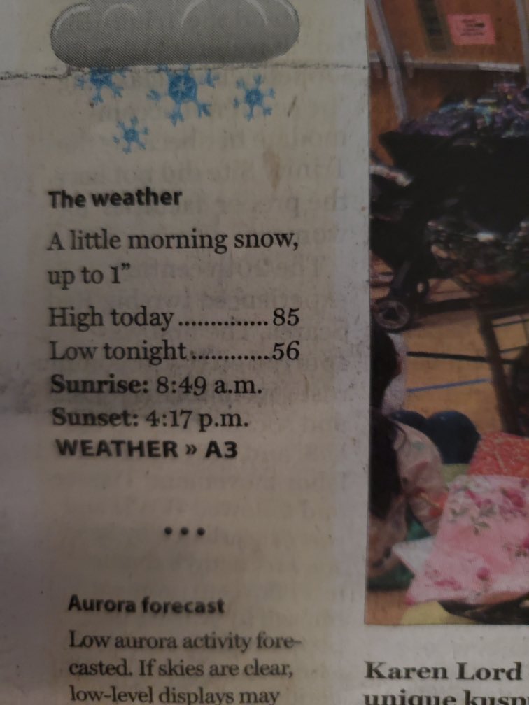 RandomAlaskan's tweet photo. The @newsminer reports it’s going to be a very nice day! https://t.co/OU511LkCcv