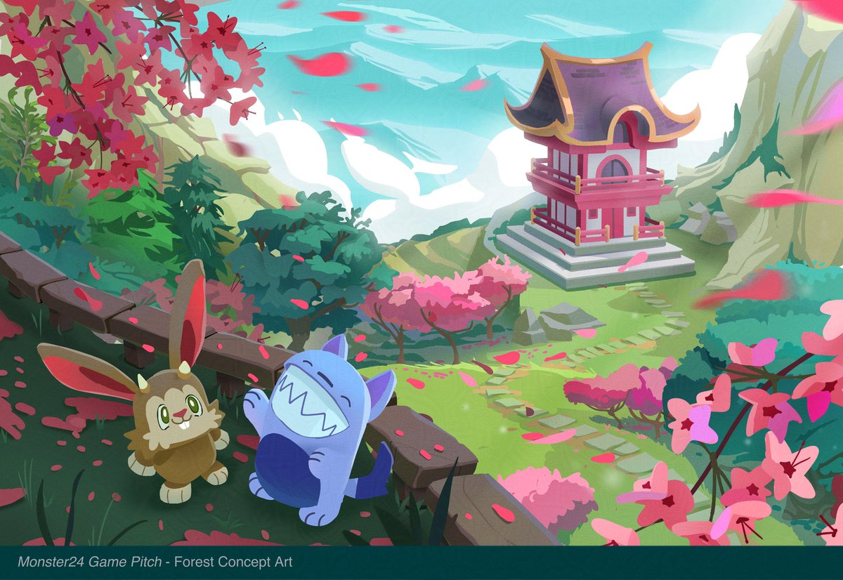 Got the chance to work on an adorable cosy indie game pitch called Monster24! 
It's been a blast, here is some concept art! :)  
(the trips to Huntington Gardens have come in very handy for this one!)