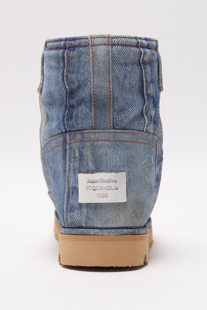 StreetFashion01's tweet photo. Printed Leather “Denim” Boots by Acne Studios (2024) https://t.co/Cf5TKMgoPH
