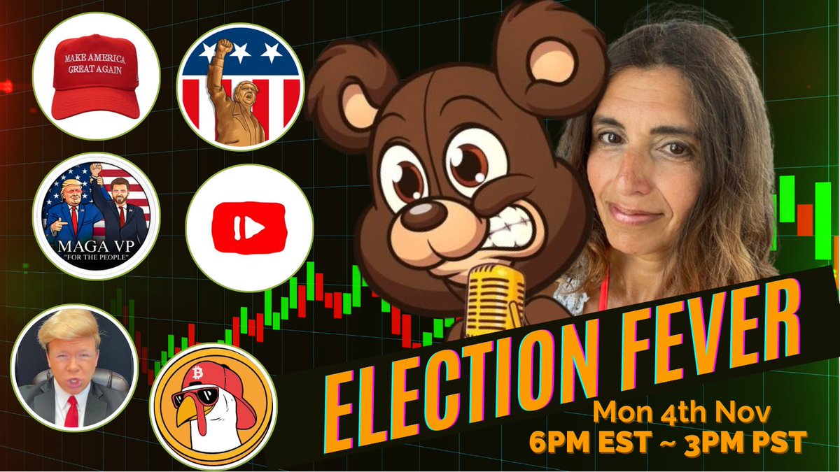 UKCrypto Queenπ¬π§ (@ukcryptoqueen) on Twitter photo Markets are heating up! π₯π₯
Election Fever is upon us.
Join myself and <a href="/JSPHost/">Gen. JSP πΈπͺ</a> as we discuss what tomorrow's election outcome could mean for our crypto bags!
We'll be joined by some great projects including:
<a href="/magaVPcoin/">MAGA VP - $TRUMP REWARDS</a> <a href="/MAGACoinX/">MAGA Coin</a> <a href="/Patriot_Erc20/">Patriot Token</a> <a href="/1776onSOL/">1776onSOL</a> @UToobCoin
We'll Markets are heating up! π₯π₯
Election Fever is upon us.
Join myself and <a href="/JSPHost/">Gen. JSP πΈπͺ</a> as we discuss what tomorrow's election outcome could mean for our crypto bags!
We'll be joined by some great projects including:
<a href="/magaVPcoin/">MAGA VP - $TRUMP REWARDS</a> <a href="/MAGACoinX/">MAGA Coin</a> <a href="/Patriot_Erc20/">Patriot Token</a> <a href="/1776onSOL/">1776onSOL</a> @UToobCoin
We'll