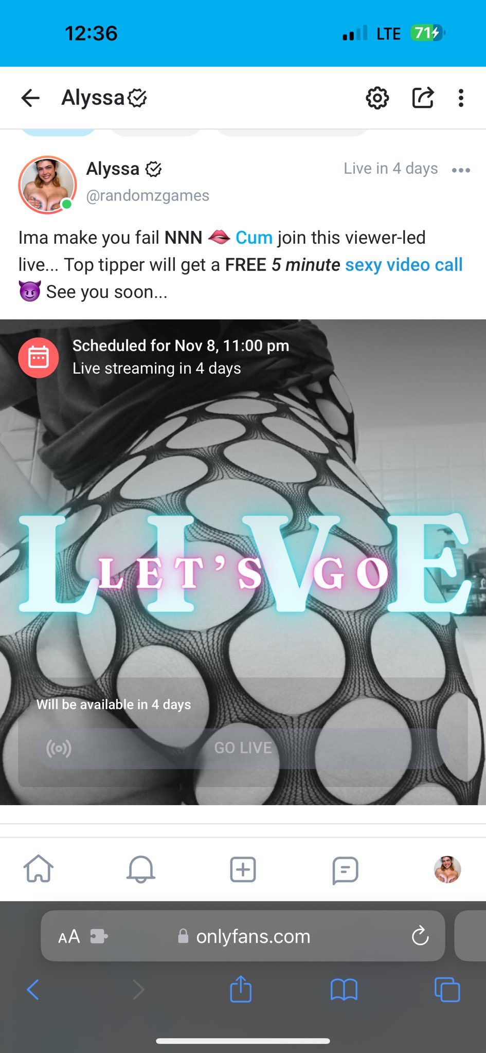 alyssa on X: You arent gonna wanna miss the nnn fail live on my  of🥴🫣👀50% off just for you guys😜(ps theres now nudes on  wall🥴)t.cofENGQIdibi t.cor9NSZI4HdM  X