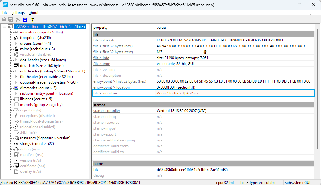 ochsenmeier's tweet image. #pestudio to detect #malware signatures of Executable #infosecurity