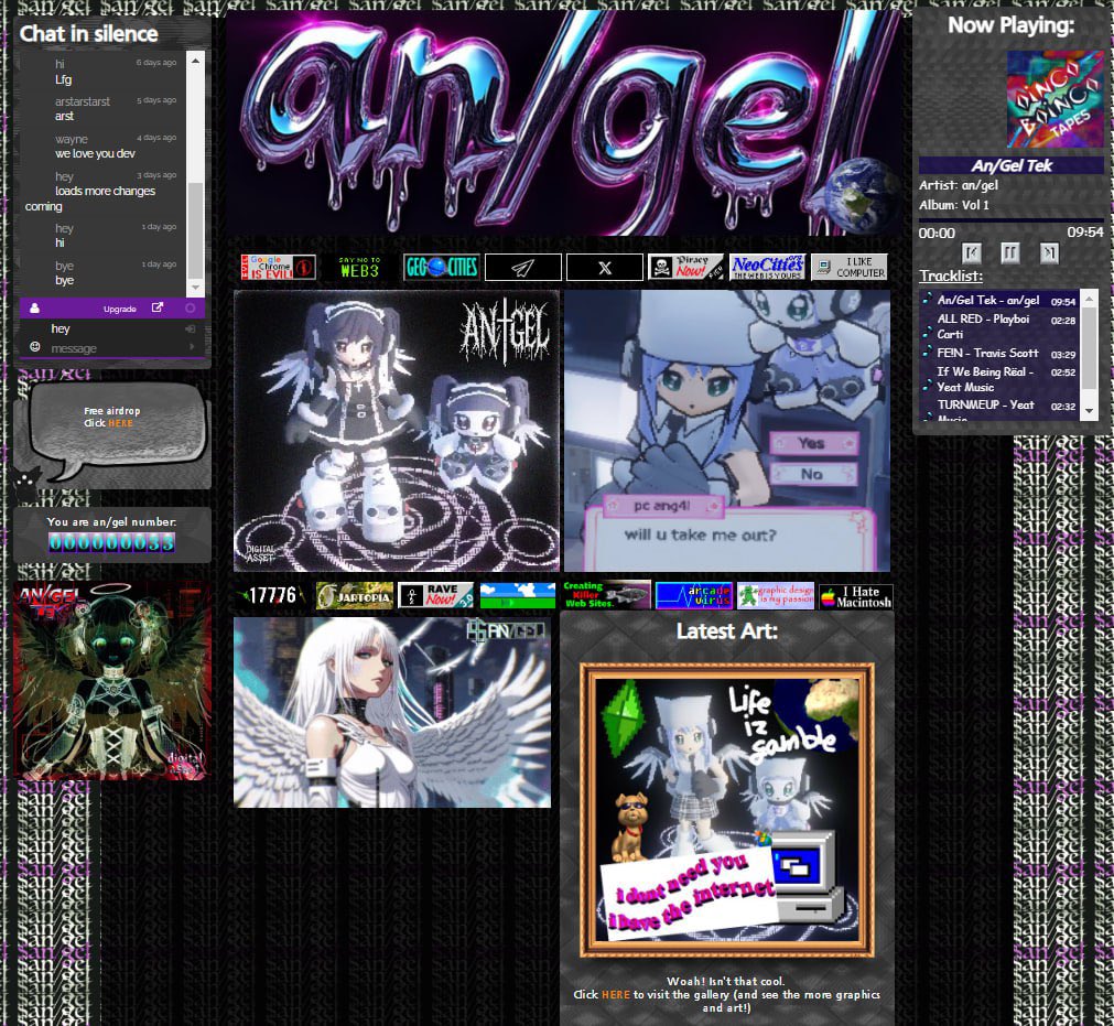 Check out the revamped website!

an-gel.world

bringing them old school vibes back

G4LJcPktZLrgsxu8VSJiBvm2mUVkYvPWzTHSAQ1spump