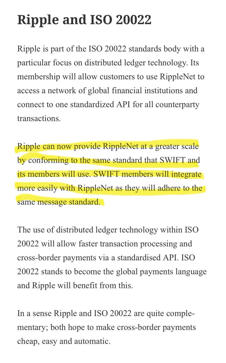 As documents by Dave Garry, XML and ISO 20022 Professional states that “ Ripple can now provide RippleNet at a greater scale by conforming to the  same standard that SWIFT and its members